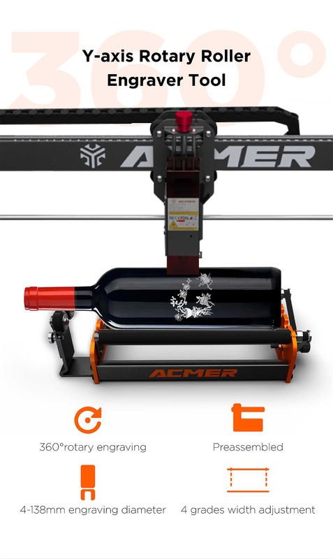 Acmer M2 Laser Engraver Rotário Roller Y Eixo Rotativo 360 Graus Roller Laser Graveur