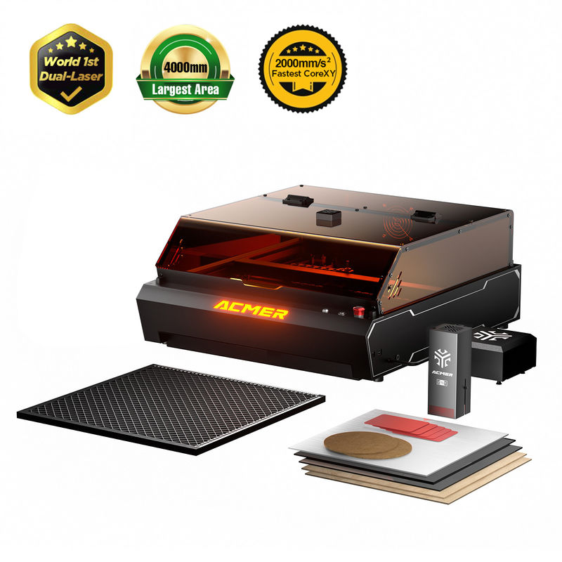 ACMER P3 2 em 1 Máquinas de corte de duplo laser, laser de gravura com laser de diodo de 10W e laser IR de 2W