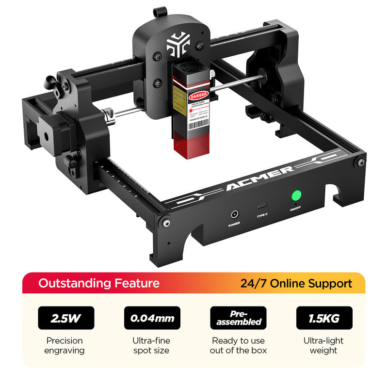 0.04*0.04mm Tamanho da mancha, ACMER S1 Máquina Mini de Engravagem Portable a Laser,