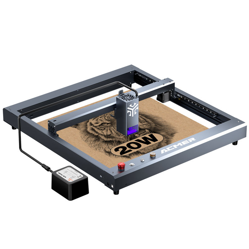 ACMER P2 Máquina de corte de gravador a laser de 20 W, cortador a laser de madeira conectado ao USB com velocidade de gravação de 30000 mm/min
