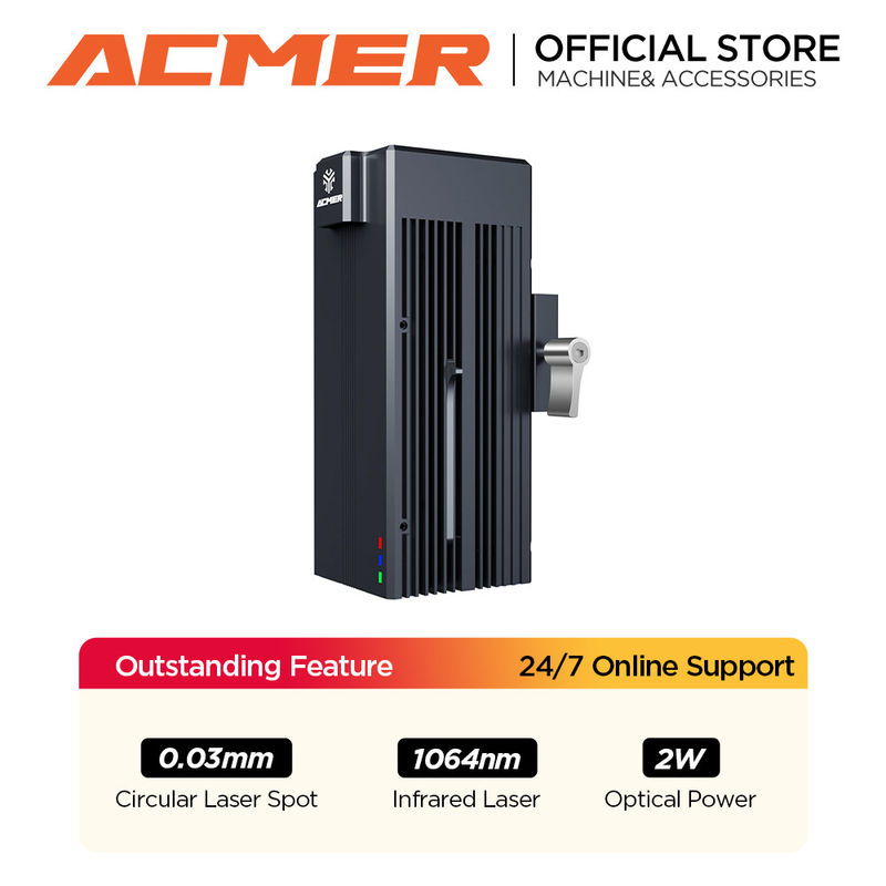 ACMER Laser Module IR 2w Fiber Laser Engraver 0.03mm Ultra-fine Spot Para Metal Plástico Rocha Acrílico