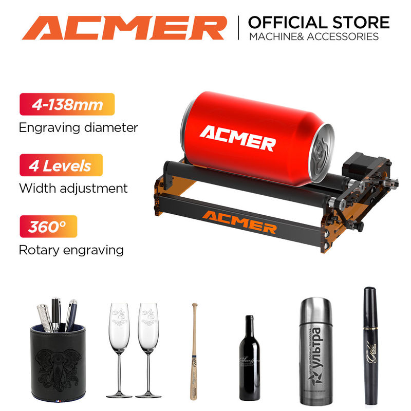ACMER M2 Suporte de Rolhas Rotativas a Laser Gravar Objetos Cilíndricos Garrafas de Vidro Garrafas