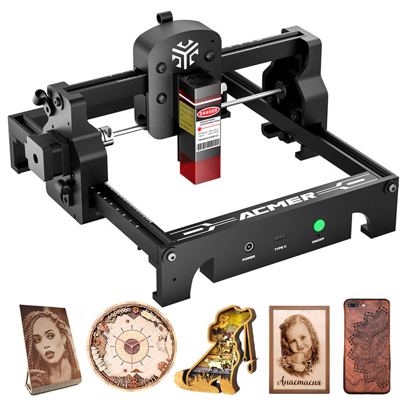 ACMER S1 Máquina de gravura a laser portátil Mini para metal 3500mw Potência de saída a laser 130 * 130mm Área de trabalho