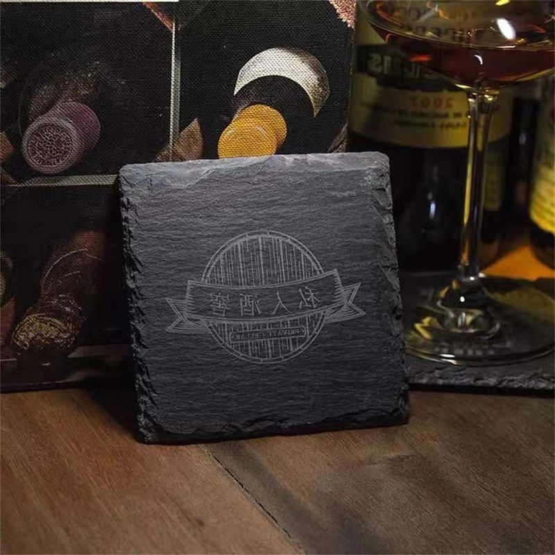 ACMER DIY Stone Coaster Slate Stone Drink Coasters Black Natural Edge Para Bar e Casa