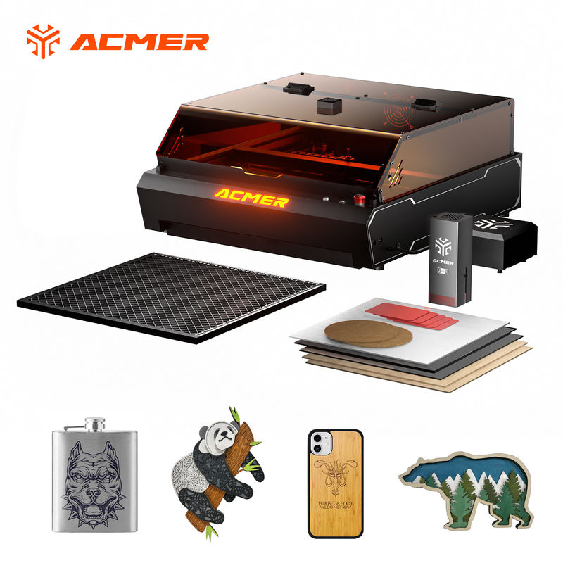 ACMER P3 Máquina de corte de gravura a laser de precisão 96W Laser de diodo IR 0,01mm Precisão de movimento para acrílico