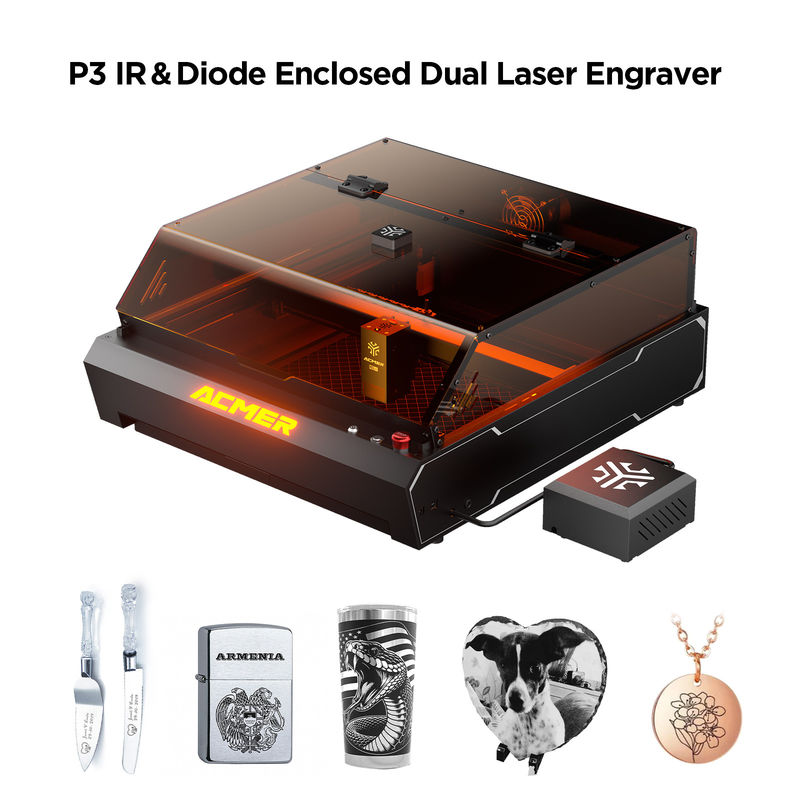 ACMER P3 96W CNC Laser Engraver Alta Velocidade Alumínio Fuselagem 10000mw Diodo Laser USB/APP/TF Método de Comunicação