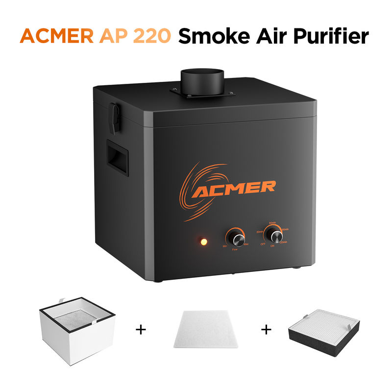 ACMER AP220 Purificador de ar de fumaça Acessórios gravador a laser 10,6 kg 120 minutos Duração do temporizador