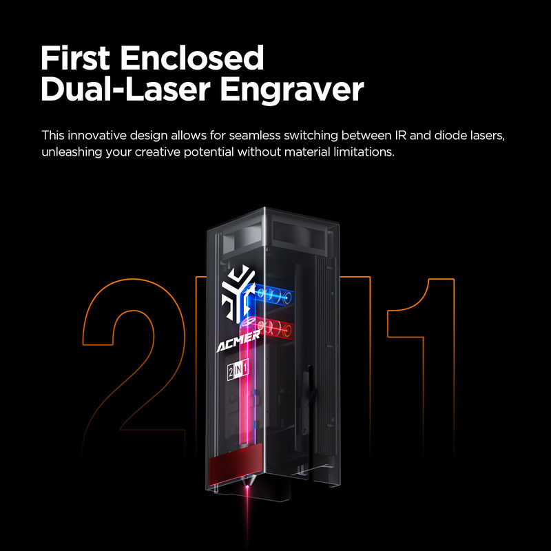 ACMER P3 Laser Engraver Máquina de Engravagem de Corte Duplo a Laser Com Auxílio de Ar Bombado Para Engravagem de Perfil de Alumínio